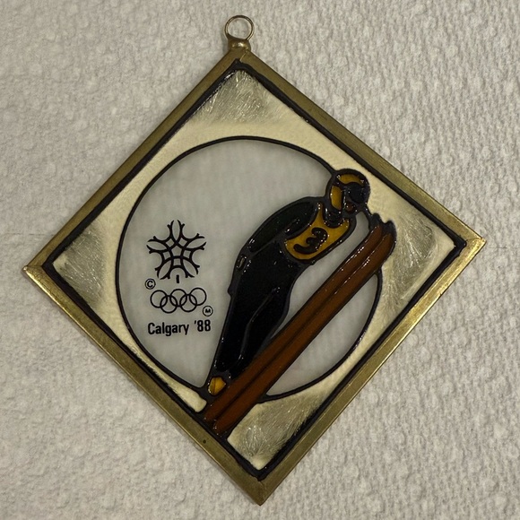 Calgary '88 Olympic Skiing Stained Glass - Picture 1 of 7